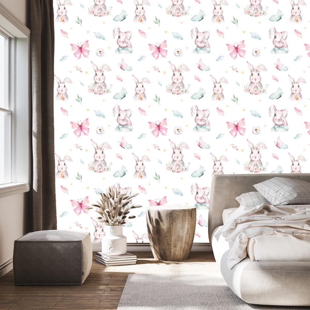 Pastel Rabbits Wallpaper for Living Room and Bedroom 50x1000