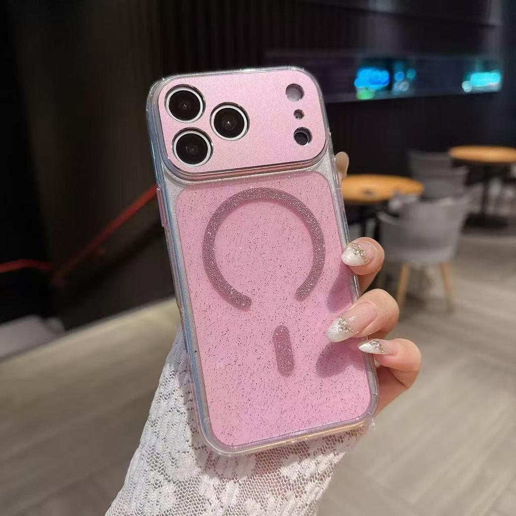 iPhone 17 Pro Max Transparent Glitter Magnetic Case with Precise Fit