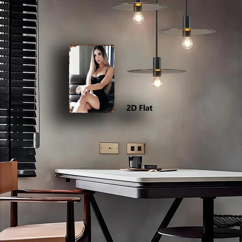 Vintage Metal Sign Woman Silhouette Wall Decor 8x12 Home Gym Gift