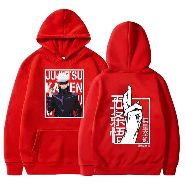 Nová anime mikina s potiskem Gojo Satoru Dámská Pánská Dlouhý rukáv Volná Mikina Anime Mikina s kapucí Ležérní Top Pulovr