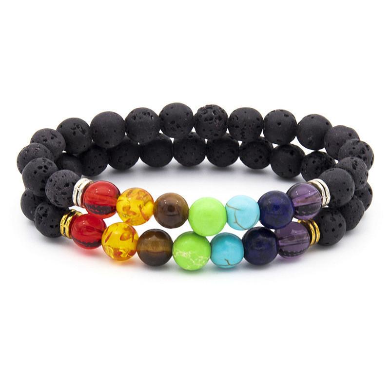 Strand Gemstone Men Bracelet Colorful Beads Energy Bracelet Healing Gift Yoga