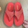Fashion High Quality Pointed Toe Frosted Leather Flip Flops Women Summer Outdoor Clip Toe Flat Sandals Fashion Simple Comfort Beach Shoe