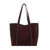 Vintage Rivet Decor Large Capacity Tote Shoulder Crossbody Underarm Handbag