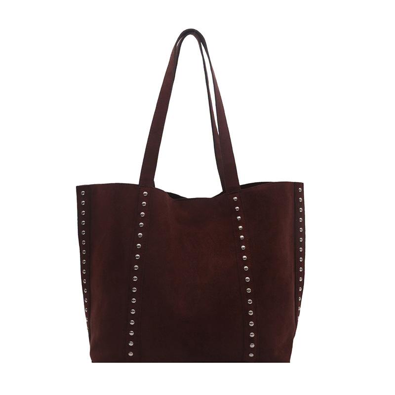 Vintage Rivet Decor Large Capacity Tote Shoulder Crossbody Underarm Handbag