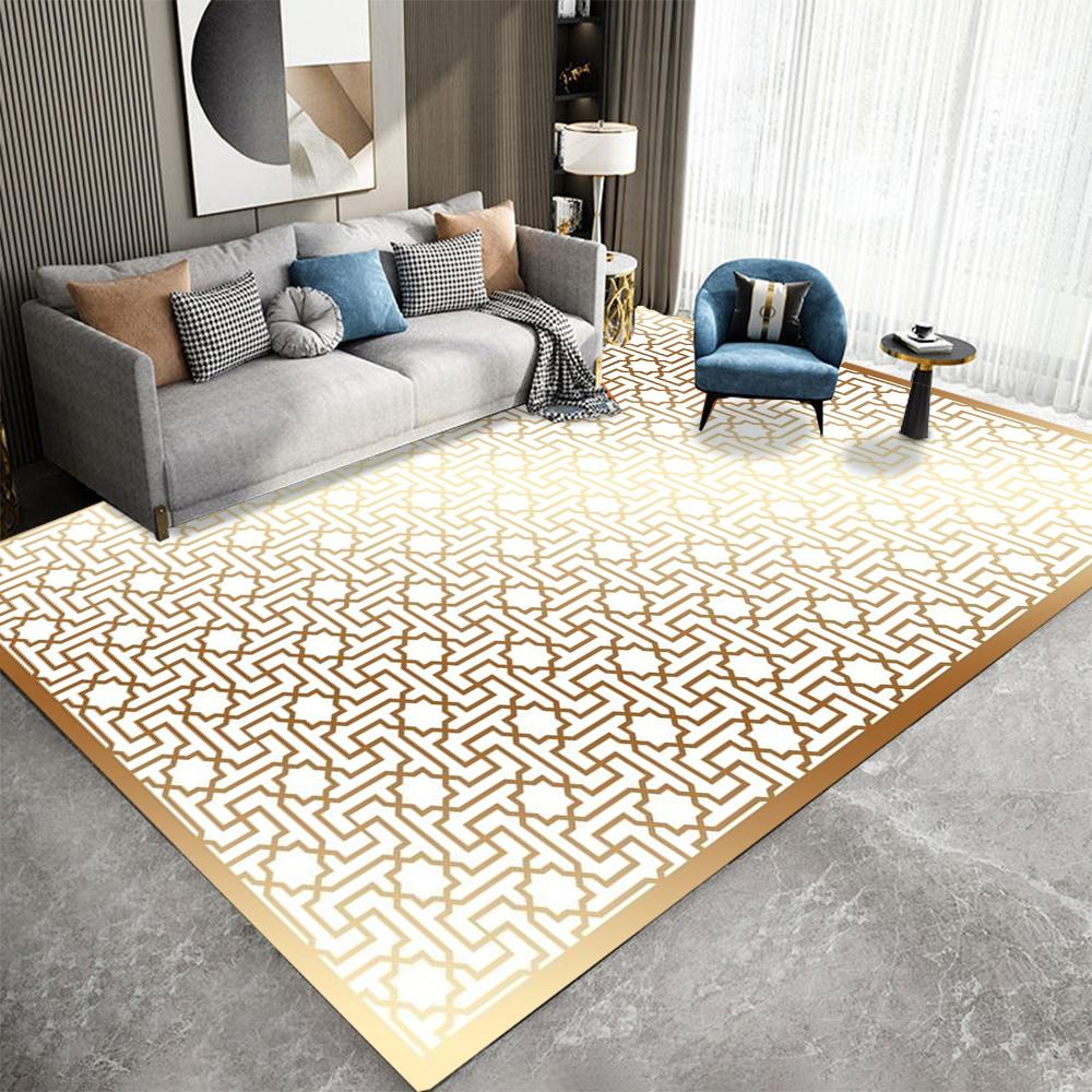 Black Gold Marble Area Rug Modern Abstract Geometric Rug Non-Slip Soft Floor Carpet Decor for Home Living Room Bedroom Office