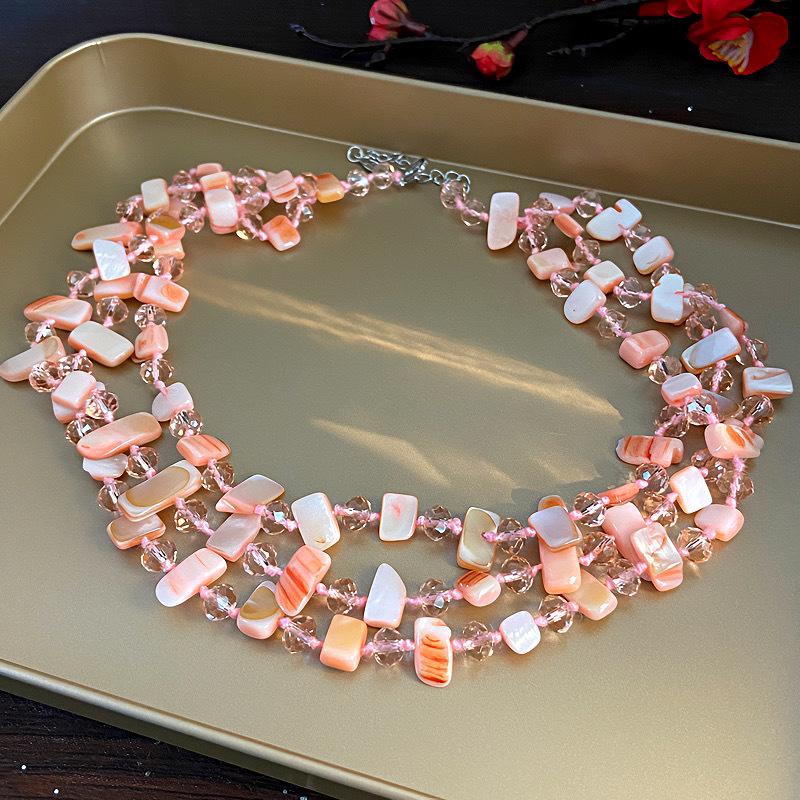 Exaggerated Bohemian Crystal Beaded Necklace - Women's Three-Layer Choker