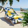Lemon and Blue Floral Pattern Towel Beach towel quick-drying for travel outdoor sports jogging beach and swimming