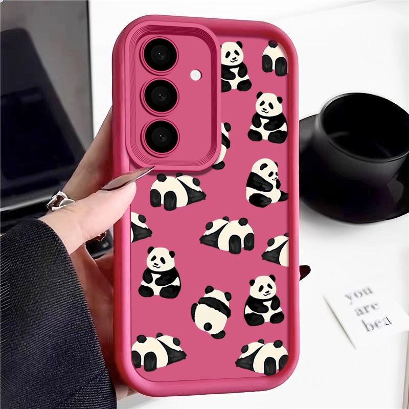 Für Smausng S25 S24 S22 Ultra Plus S23 S21 S20 Fe A55 A54 A53 A52 A35 A34 A15 5g Pandas-Muster Stoßfester Objektivschutz Silikon Soft Case Cover