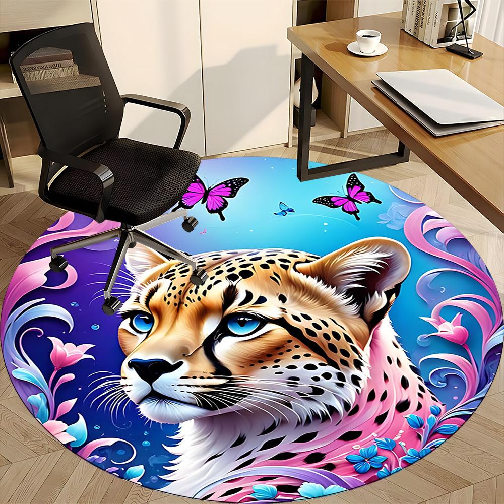 1pc Leopard Print Chair Carpet for Office, Non-slip, Soft and Durable Leisure Rug, Perfect for Office, Living Room yy251103142