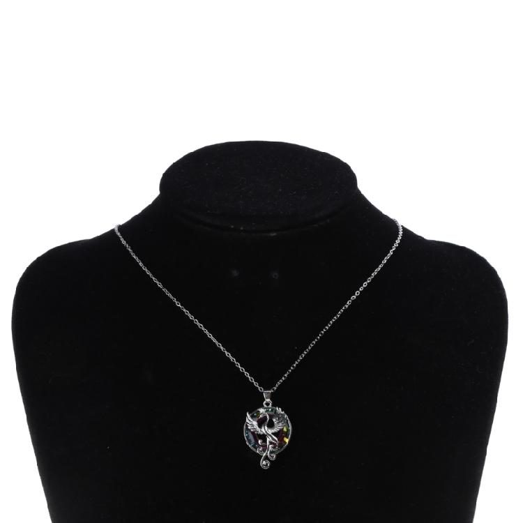 Modisch Bunter Kristall Phönix Anhänger Halskette Schmuck Farbige Halsketten