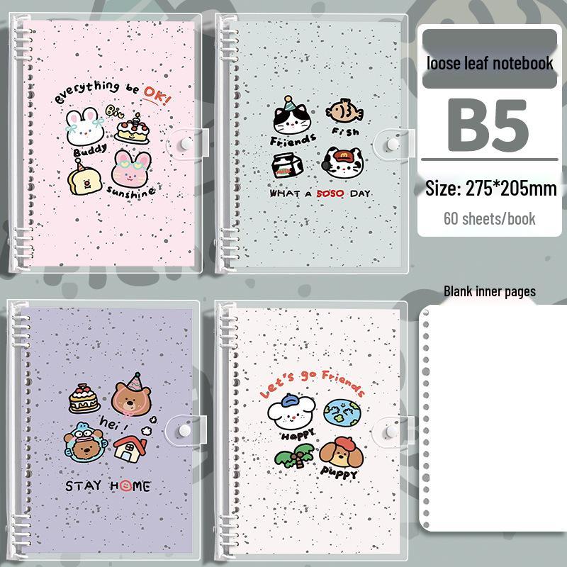 B5 High-Value Ink Splash PVC Soft Shell Loose-Leaf Notebook for Students