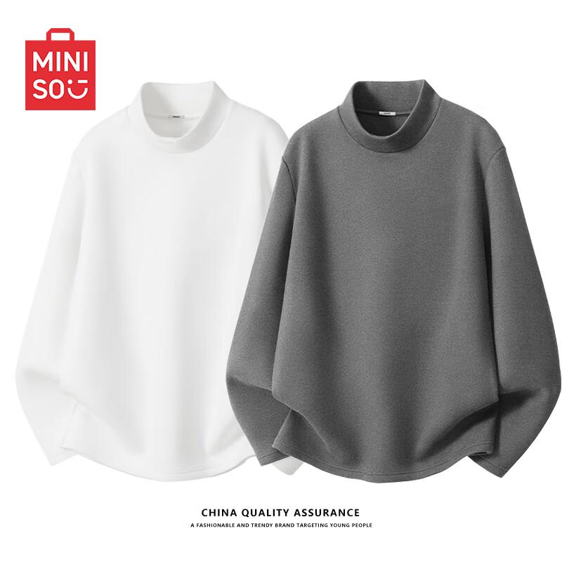 MINISO Men's Fleece-Lined Long Sleeve Thermal T-Shirt