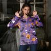 Women's Casual Fashion Sexy Comfort Halloween Printed V-Neck Button Long Sleeve
