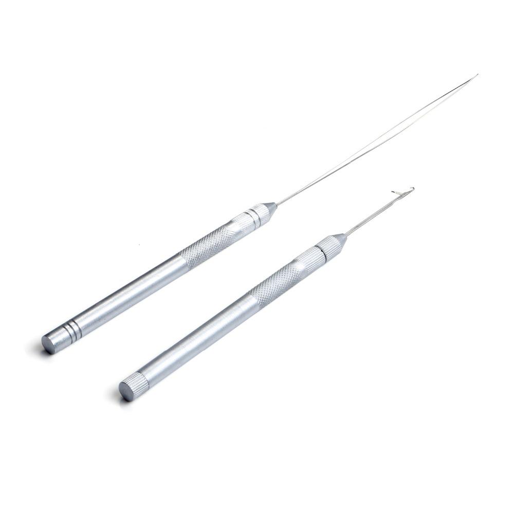 Clește cu 3 găuri și croșetă metalică, dispozitiv de înfilat ața pentru bucle 3 buc/set Pentru extensii de păr