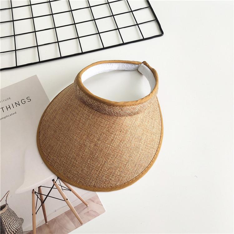 Women Summer Empty Top Visors Sun Hat Simple Solid Color Wide Brim Sunscreen Cap Female Outdoor Adjustable Travel Beach Hats