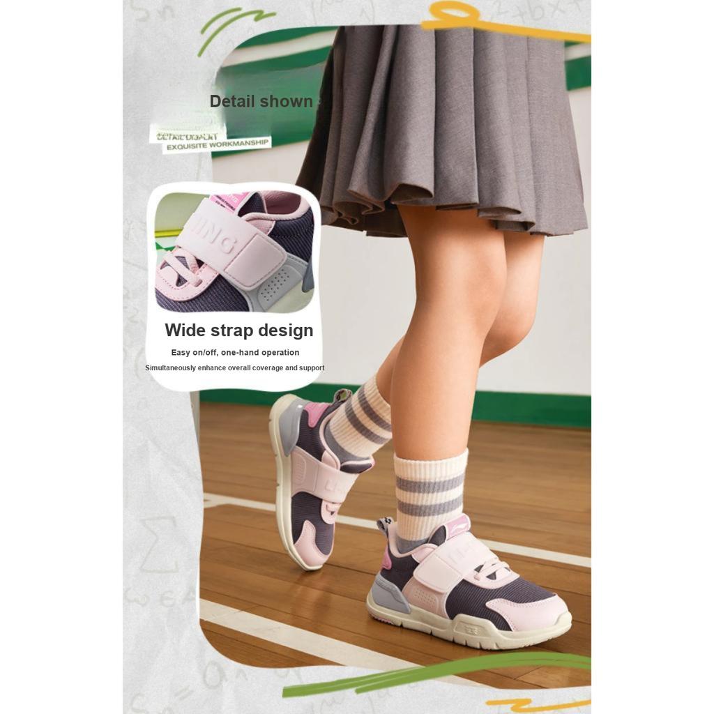 Li Ning Kids Fashion Comfortable Shock Absorption Rebound Low-Top Casual Shoes Kids Casual Shoes Pink YKNU118-2