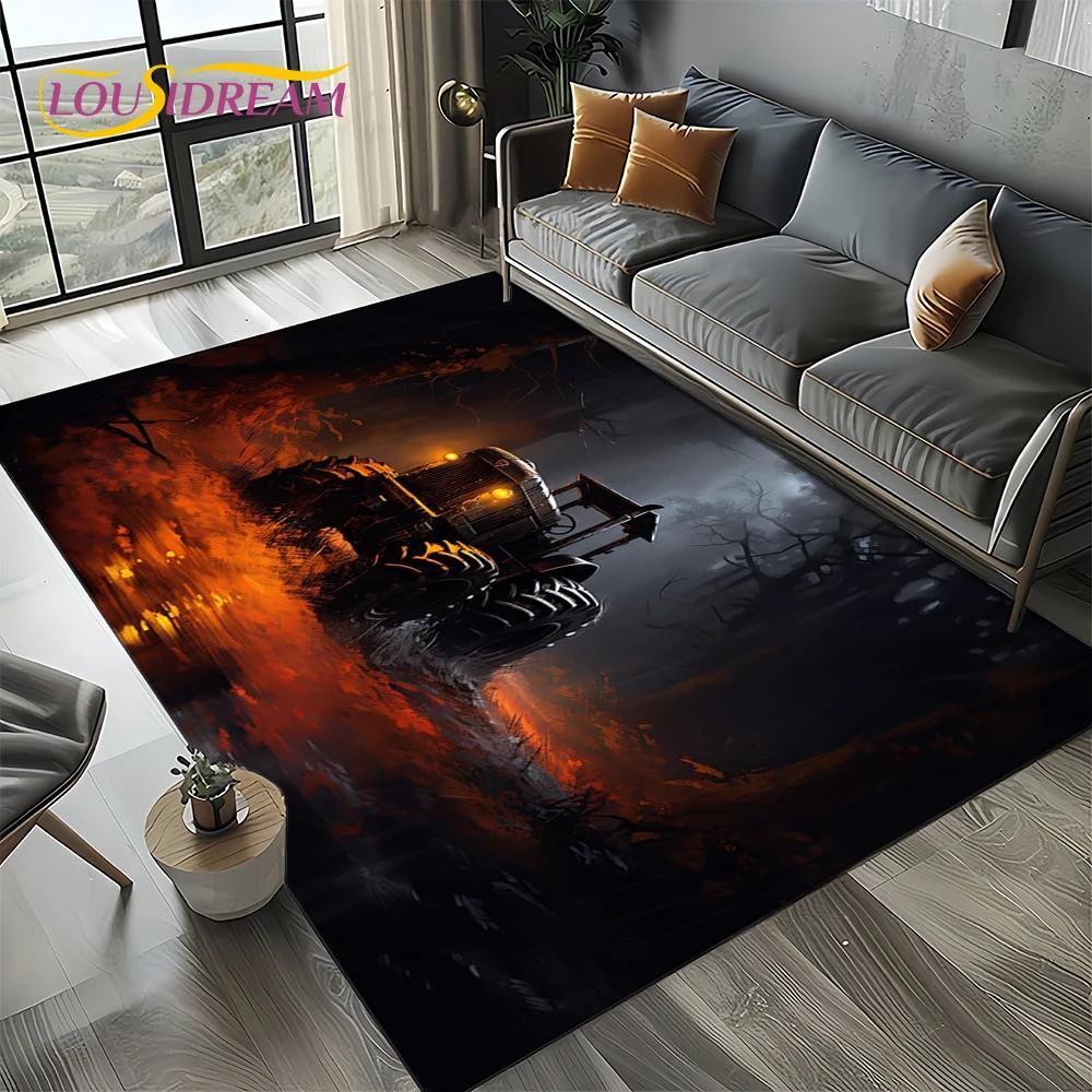 27 Style Truck Retro 3D Tractor Car Carpet Rug for Living Room Bedroom Home Sofa Decoration,Kid Area Rug Non-slip Floor Mat Gift