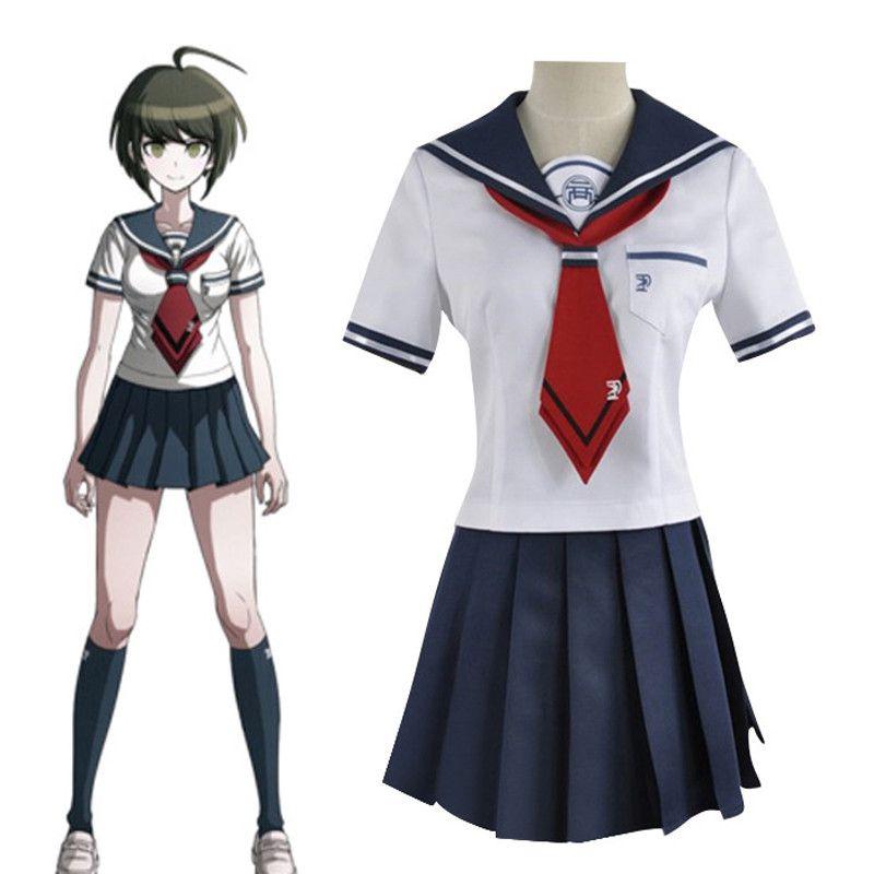 Danganronpa Another Episode Naegi Komaru Elegant White And Navy Blue Uniform Skirt Cosplay Costume With Sock