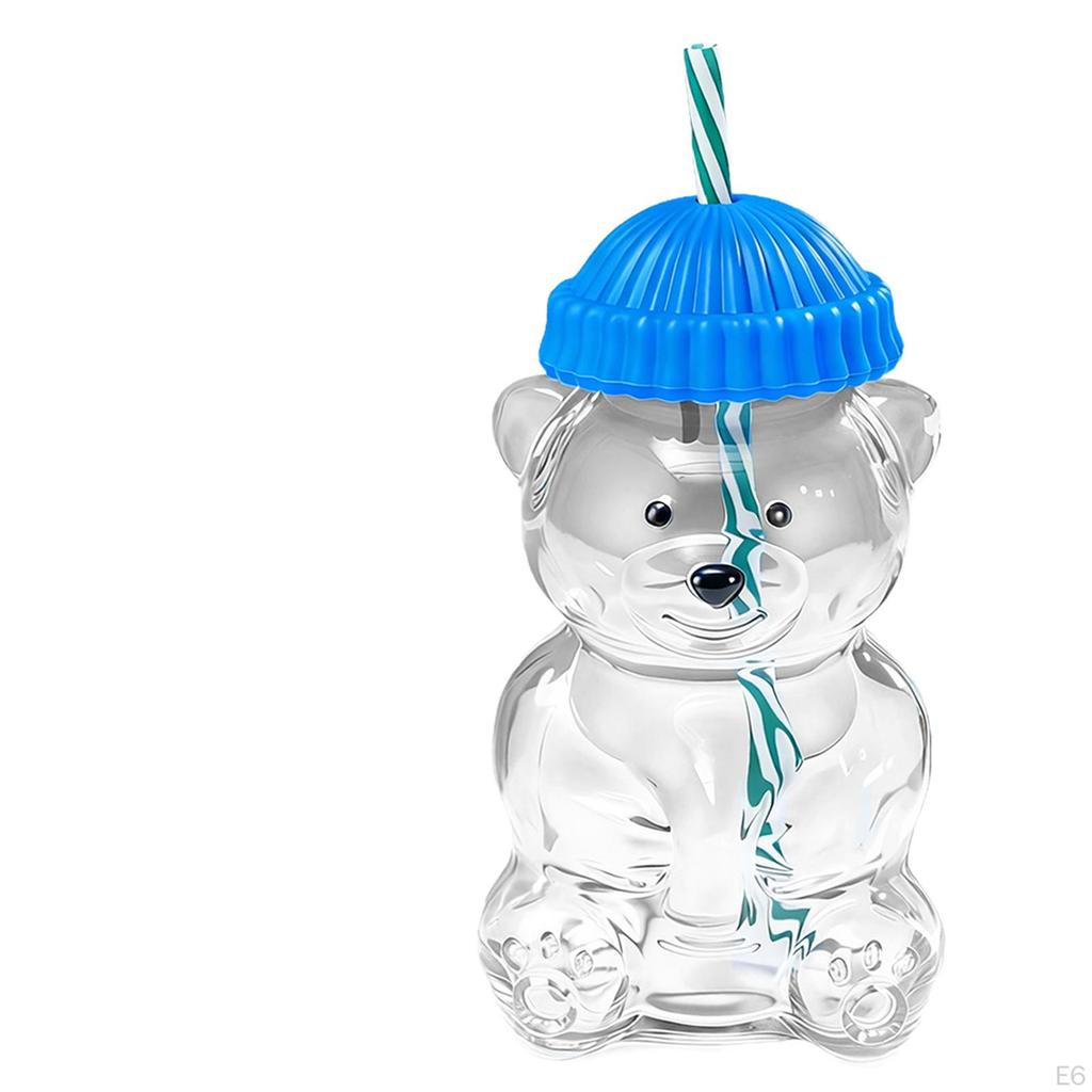 Bear Glass Cup Juice Glasses Clear Novelty Adorable Versatile Beverage Container with Lid for