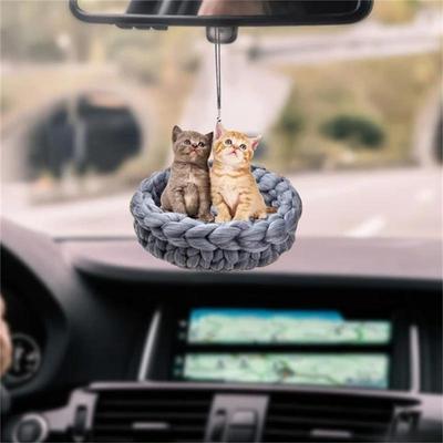 2/3PCS Decoration Lovely Rearview Mirror Pendant Sunscreen Durable Small Kitten Pendant Creative Cartoon Exquisite Car Pendant