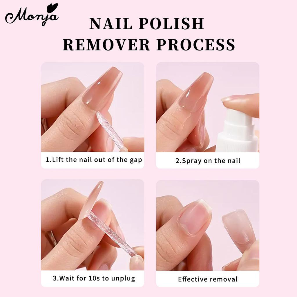 monja 60 ml di solvente per colla UV per unghie finte, per unghie finte trasparenti, per rimuovere la colla, strumento per manicure fai da te