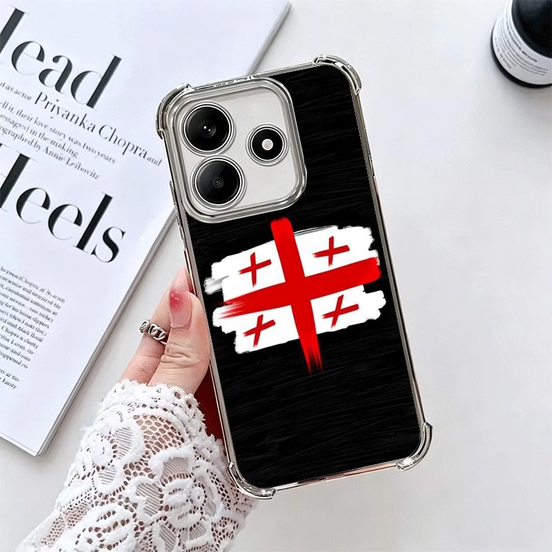 Georgia Passport Flag Plating Phone Case For Xiaomi Redmi Note 14 15 Pro Plus 13 12 11 11S 11T 10 9S 9 5G Anti-Fall Airabag Cove