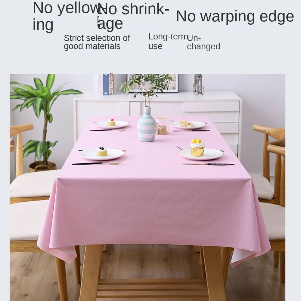 Durable Solid Color PVC Tablecloth Thickened Waterproof Square Table Cover Oil Proof Anti-scalding Table Cloth Table