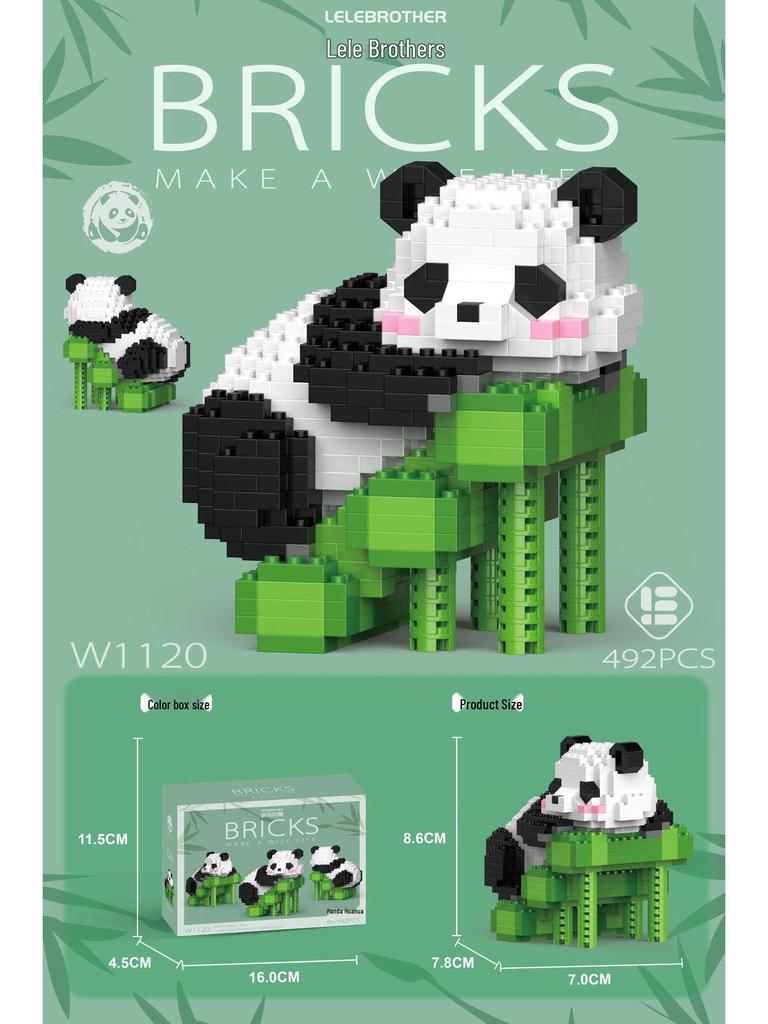 Compatible Lego Panda Hua Hua Meng Lan Fu Bao Doll Building Blocks Toy