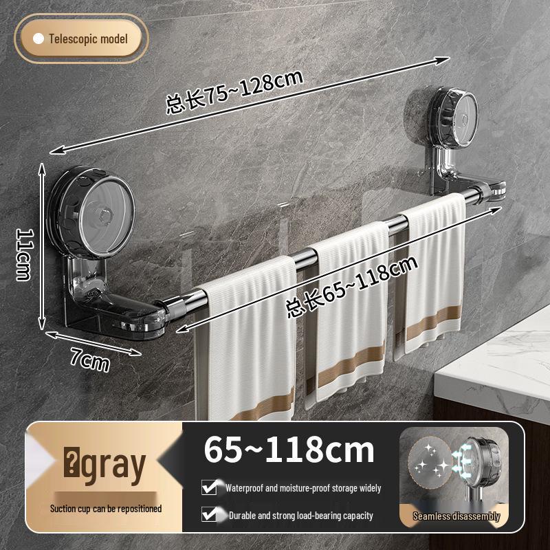 No-Drill Suction Cup Telescopic Towel Rack for Bathroom Storage