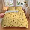 3pcs Set Pooh Bear1pc of Quilt Cover+2pcs of Pillowcase, No Core, Print Bedding, All Seasons Bedroom Setting055