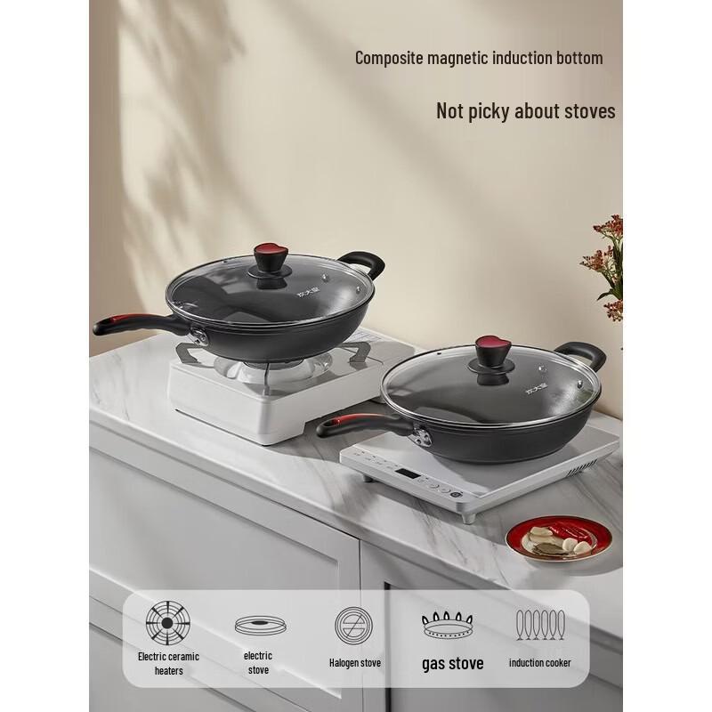 COOKER KING 36cm Non-Stick Flat Bottom Wok