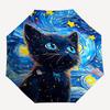 1pc Starry Night Kitten Pattern Automatic 3-Fold Umbrella, 8 Steel Frames, High-Value Folding Umbrella, Suitable for Office, Travel and Outdoor A