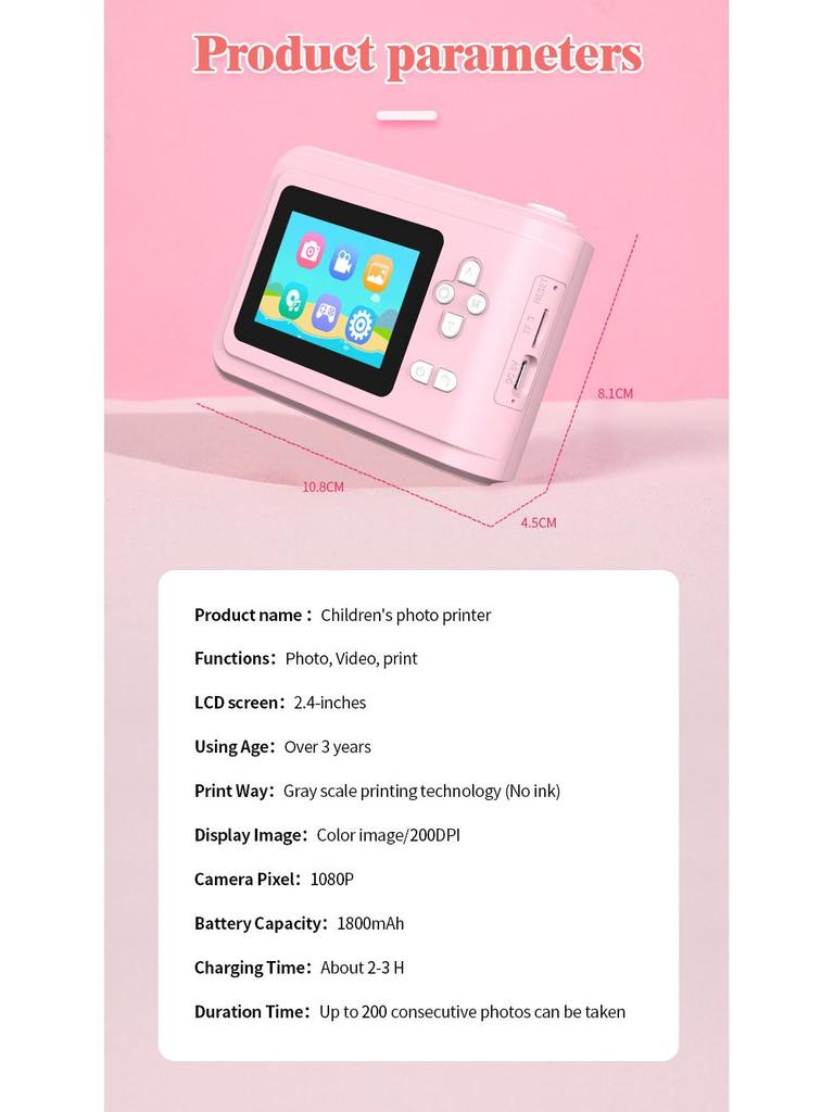 Kids' Instant Print Digital Camera - Fun Toy for Photos
