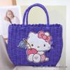 Pastoral Style Influencer Ladies Handbag: Imitation Rattan Woven Picnic & Shopping Basket Bag