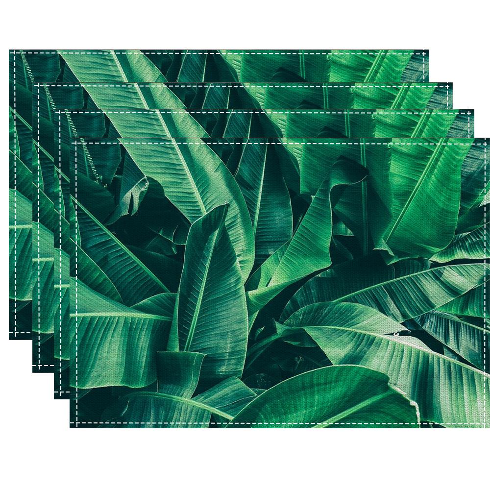 4/6/8pcs Tropical leaves Placemat Kitchen Dining Room Dining Table Anti-scalding Heat Insulation Mat