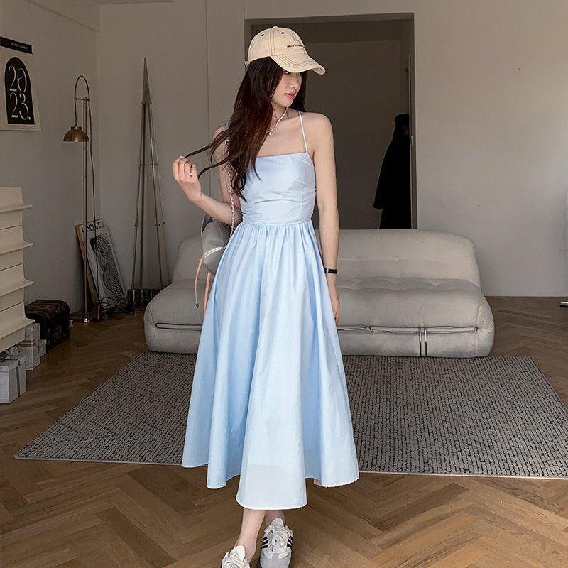 Seaside Holiday Wind Strap Halter Suspender Dress Fairy Summer New Beautiful Sexy Waist and Thin Dress