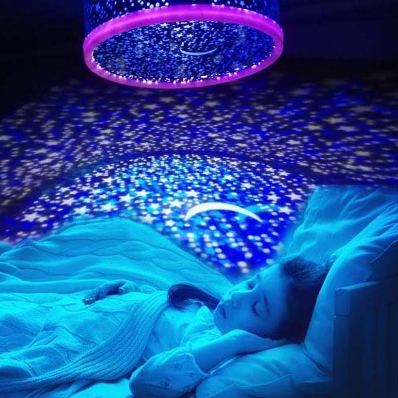 1Pc Led Night Light Projector Starry Sky Star Moon Kids Baby Sleep Colorful Lamp