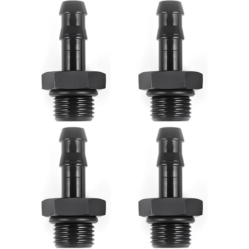 6AN ORB Male To 3/8" Hose Barb Straight Fitting Adapter Aluminum 4PCS