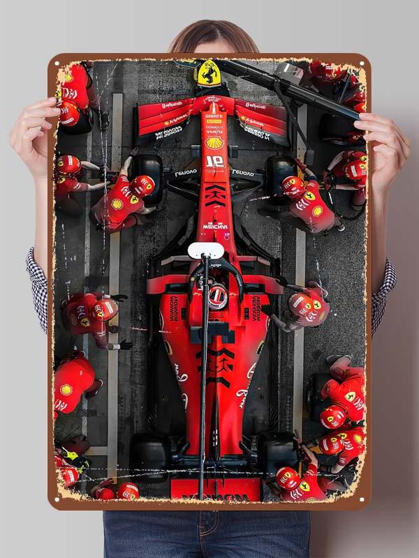 Charles Leclerc Rennfahrer Poster F1 Rennsport Metallschilder Wandkunst Wandbild Benutzerdefinierte Blechschilder für Wandkunst Dekoration Vintage Metallschild