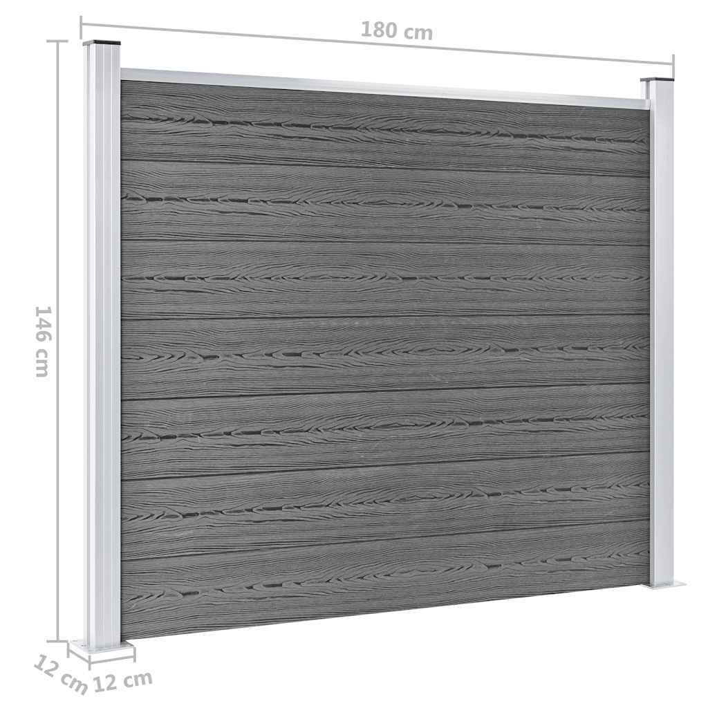Fence Panel Set WPC 699x146 Cm Grey