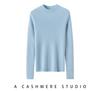 Women's Cashmere Seamless Knit Long Sleeve Sweater, Half-High Neck.