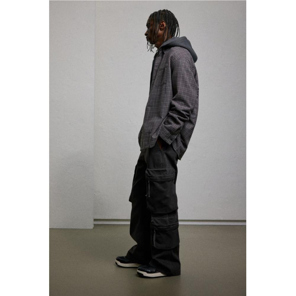 H M Regular Fit Twill Cargo Pants Black