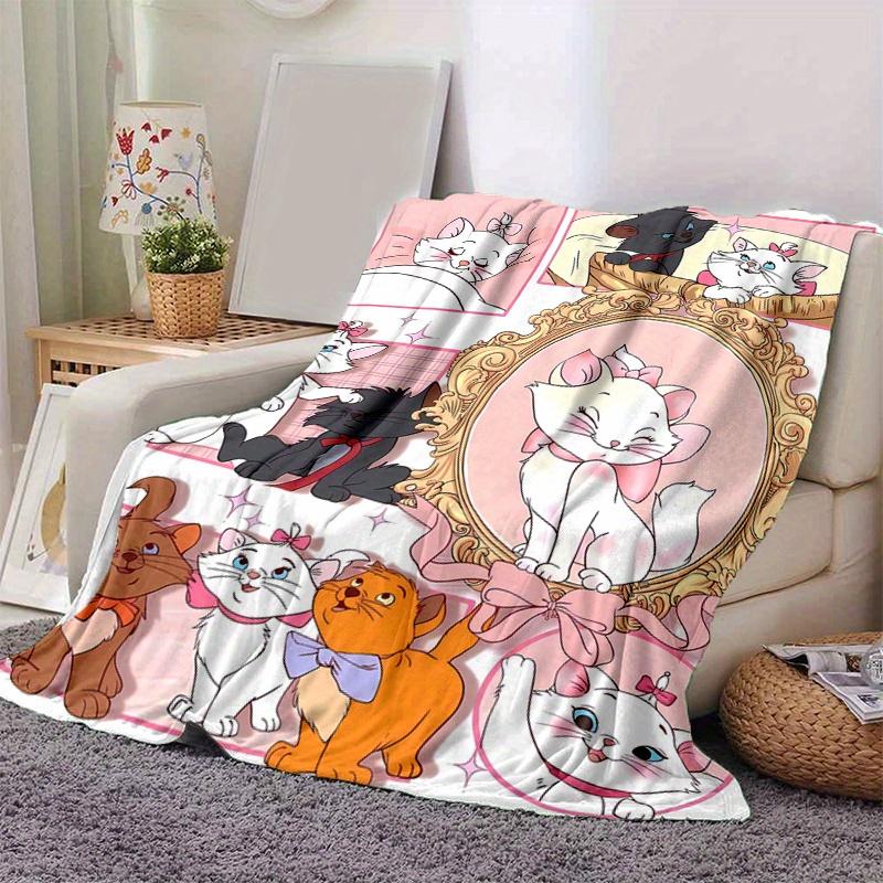 1pc, Marie Cat (3) Home Decor Flannel Blanket Perfect Gift for Bedroom, Living Room, Travel, Camping, Car