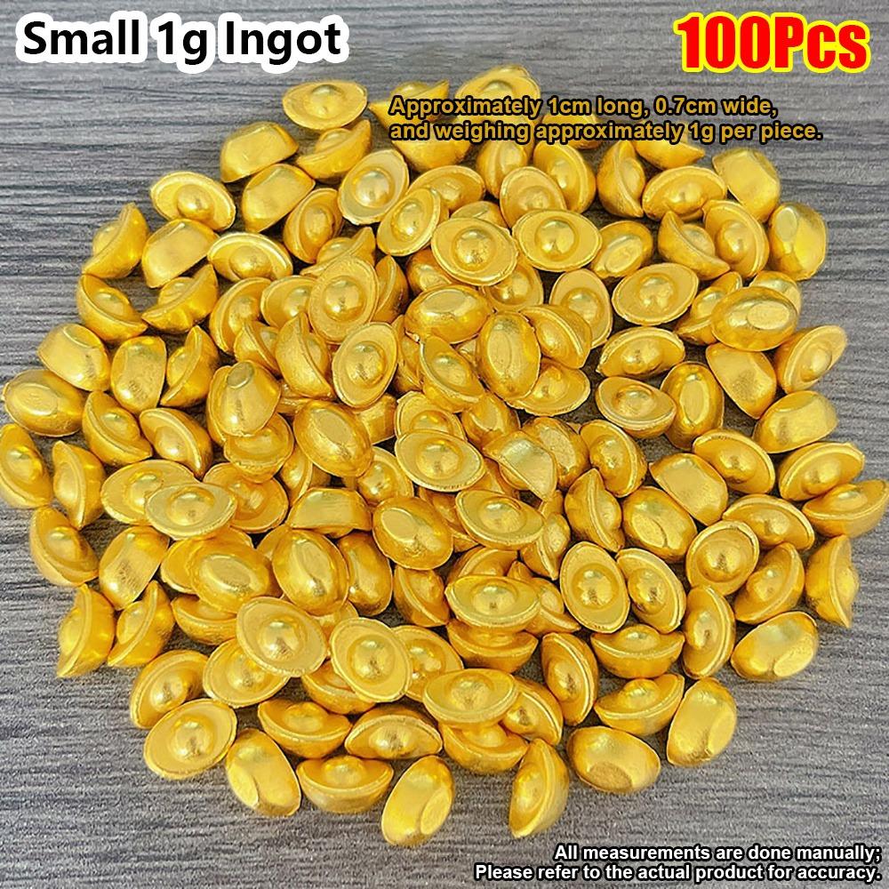 50/100Pcs Durable Alloy Small Gold Bar Solid Mini Wealth Attraction Ornament Golden Brick Craft Home Decoration