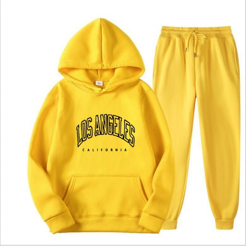 Mens Hooded Sweatshirt Set Casual Long Sleeve Tracksuit