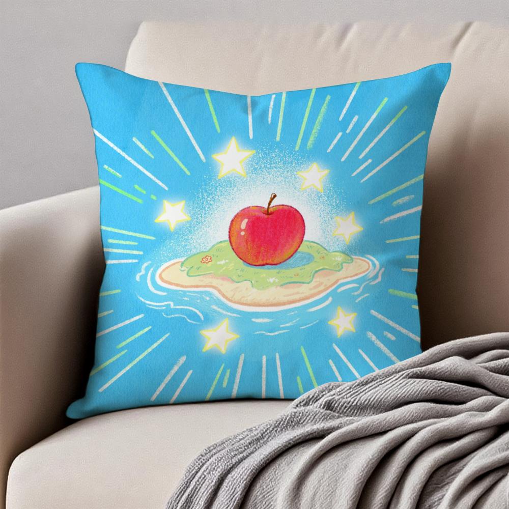 

Lovely Anime Lucky Fruit Fun Design Art Cushion Cover Pillowcase Antidustmite Invisible Zipper Short Plush Sofa Cushion 30X30cm