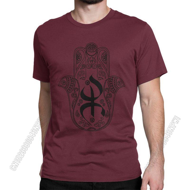 Unisexs TShirt Khamsa Amazigh Berber With Yaz Patterns Pure Cotton Tees Stylish Chic Symbol Of Luck T Shirts Crewneck Tops