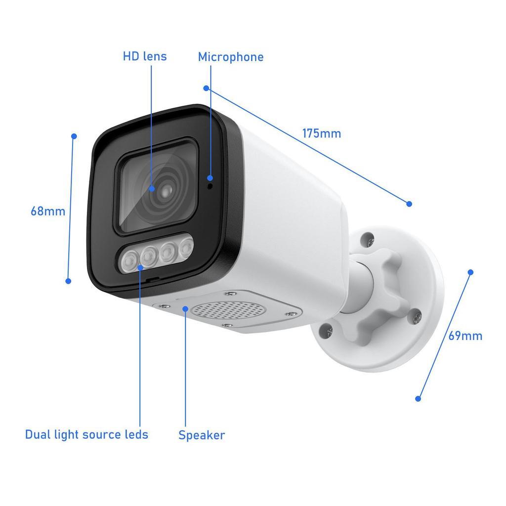 5MP HD Face Recognition Camera with Full Color Night Vision, POE, for Indoor/Outdoor Use.