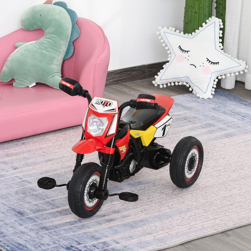 Kids Trike, Toddler Pedal Motorcycle, Kids Ride On Tricycle Early Learning W/ Music Lights Handlebar Stickers Exercise Boys Girls Gift for 18 - 36