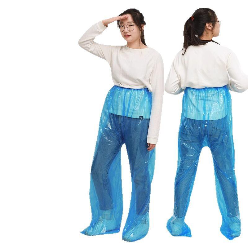 Unisex Waterproof Shoe-Length Rain Pants: Thickened, Disposable, and Portable for Outdoor Use